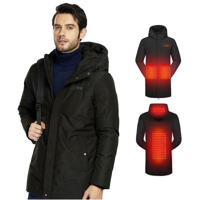 China Smart Heating Coat Windproof Outdoor Breathable Heating Down Jacket With Hood For Men for sale