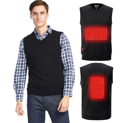 China Anti-Shrink Electric Vest Men's Sweater Heated Thermal Battery Heated Sleeveless Vest Jacket Heat USB Sweater Vest for sale