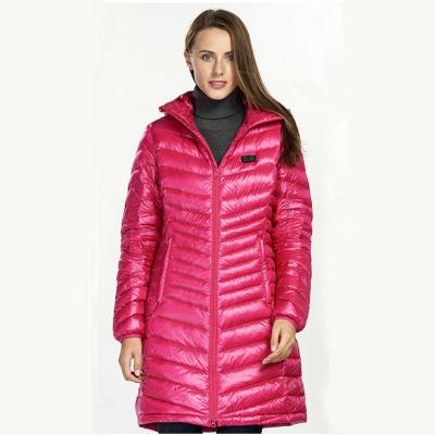 China Ultra Light Sustainable Fashion Warm Winter Down Jacket For Women Heated Coat Women Warmth Long Down Coat For Winter for sale