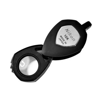 China ABS plastic & Japan NIKON Jewelry Magnifier 10x Diamond Handheld Magnifier Pocket Lens Optical Glass Numismatic Coin Gemstone Identification Tools Antique for sale