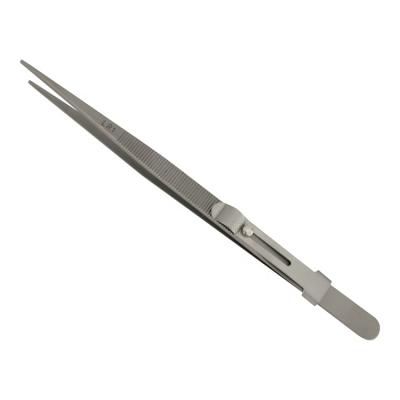 China High Quality Inox Jewelry Selection Large Stainless Steel LR1 Diamond Grooved Tip Slick Lock Tweezers Tools OEM Gemstone Tweezers for sale