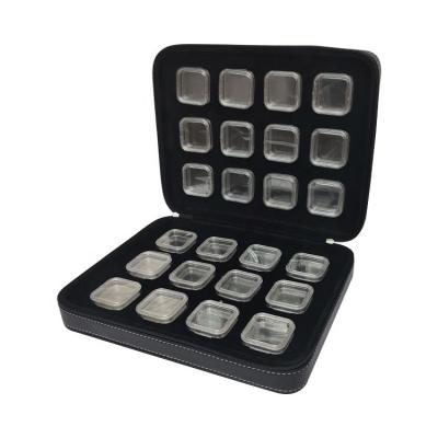 China Transparent Gemstone Diamond 3D Loose Floating Display Tray Plastic Case Jewelery Hanger Display Box Storage Bag Container 42*42*17mm for sale