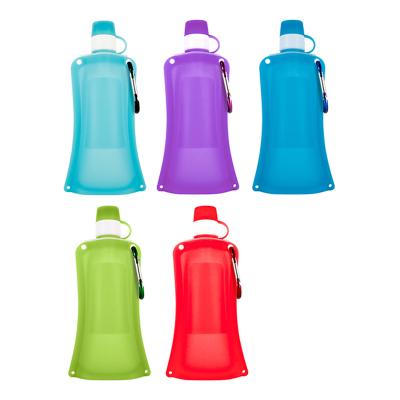 China New Sport 550ml Portable Collapsible Silicone Water Bottles Viable Hot Collapsible Drink Bottle With Custom Logo for sale