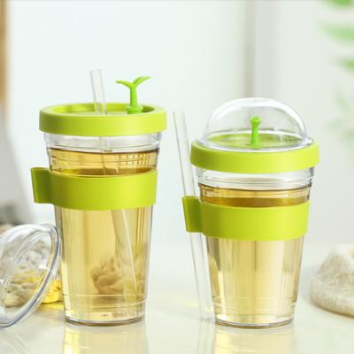 China Factory Viable Juice Milk Tea Cup Custom Wholesale 12oz Clear Plastic Tumbler 16oz Cup With Lid And Straw for sale