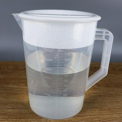 China Hotel Product 5L 4L 2L Sustainable Plastic Pot Water Pitcher Tick Mark Plastic Water Jug With Handle for sale