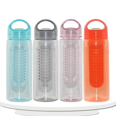 China Leak Proof Transparent BPA Viable Plastic Free Lemon Water Bottle Maker Plastic Water Bottles Fruit Infuser With Strainer for sale