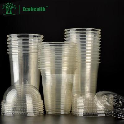 China 16oz 480ml Bubble Plastic Tea Cup 100% PLA Single Wall Disposable Biodegradable Clear With Lid for sale