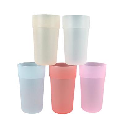 China Viable Reusable Plastic Cups Amber Clear Lemon Tea Water Colored Translucent Drinking Cup 12oz 14oz 16oz 20oz Frosted Water Cup for sale