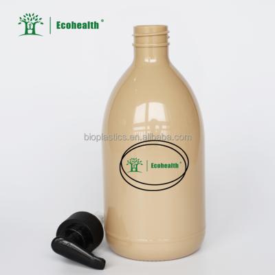 China Free Sample 500ml Biodegradable Coffee Color Food PLA Round Boston Bottle For Shampoo Liquid Soap Bottle for sale