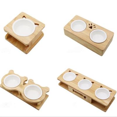 China China Single Frame Cat Bowl Stand Dog Cat Table High Leg Solid Wood Pet Stent Double for sale