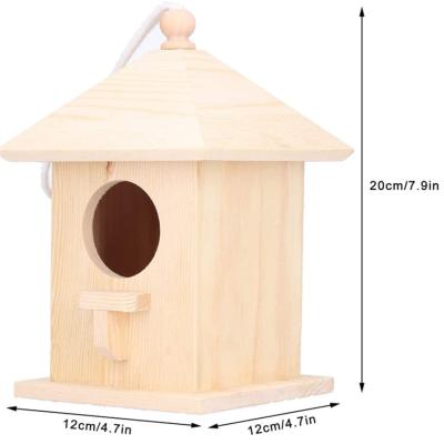 China Wholesale High Quality Natural Color Pet Bird House China Pine Solid Wood Bird House Toys for sale