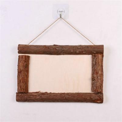 China Eco-friendly material creative bark photo frame home decoration solid wood simple wooden photo frame retro for sale