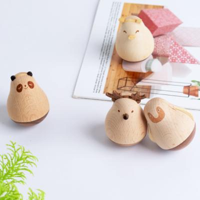 China Japan Wood Crafts Rocker Ornaments Small Animal Table Top Decoration Super Cute Ornaments for sale