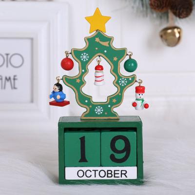 China Eco-Friendly Wooden Elk Calendar Snowman Old Man Cartoon Calendar Advent Christmas Decorations Christmas Window Desktop Ornaments for sale