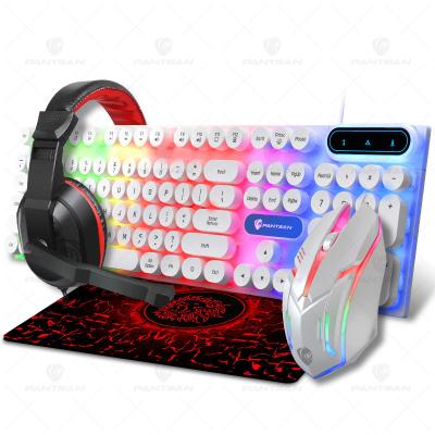 China Ultra Slim Computer Gaming Player Retro Puck Headset Four-piece Four-piece Keyboard and Mouse 4in1sets Combination for sale