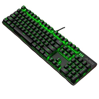 China Plug and Play Mechanical Keyboard Green Backlit Ergonomic Anti-ghosting Keyboard Gaming Ajazz ROBOCOP Key Shake/Black/Blue Switch for sale