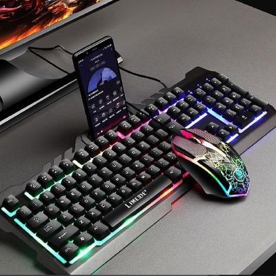 China T21 Waterproof Gaming Mouse Keyboard Sets Phone Holder Backlit Metal Feel Mechanical USB Wired Keyboard LED for sale