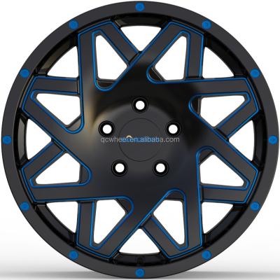 China 17 Inch Gloss Black Aluminum A356.2 ALLOY Milled With Blue Tint Casting 17X7.5 ET255x120 CBs 74.1 Aluminum Alloy Car Wheels Edges Off Road Wheels for sale