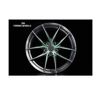 China PCD 5*112 ET 30 CB 66.45 Gray With Transparent Green New Design Brushed Forged Wheels Aluminum Alloy Forged Wheels for sale