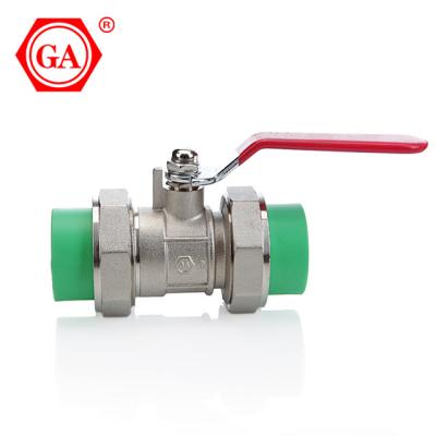 China For cold and hot water pipelines system GA factory ppr fittings 20mm 25mm32mm ppr union brass ball valve nickel plating for sale