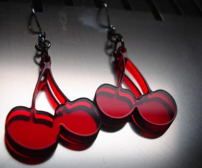 China Cute Eco-Friendly Cherry Acrylic Charm/plexiglass Earrings for sale