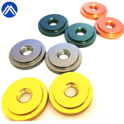 China Different Colored Automobile 0.05mm Tolerance Free Sample Anodized Aluminum Nut for sale