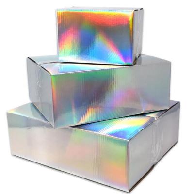 China New Design Materials Flat Foldable Cardboard Packaging Recyclable Laser Recyclable Custom Holographic Shipping Boxes for sale