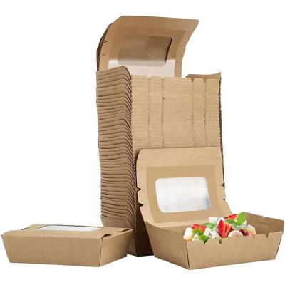 China Recyclable Thickened Kraft Lunch Box Salad Take Out Cake Box With Window Clamshell Bakery Eco - Friendly Paper Box for sale