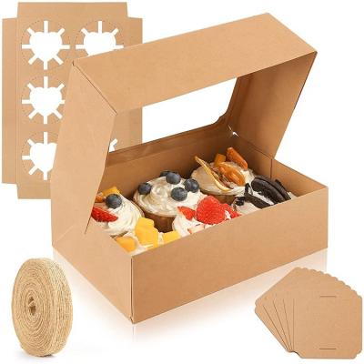 China Wholesale Custom Folding Food Grade Kraft Paper Packaging Kids Birthday Cake Box 6 Pcs Cupcake Boxes for sale