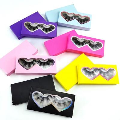 China Fashion Handmade Foldable Heart Shaped Window Lash Tray Custom Empty False Eyelash Plastic Packaging Box for sale