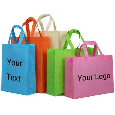 China Recycled Materials Wholesale Colorful Tote Custom Non-Woven Reusable Shopping Gift Bag With Logos for sale