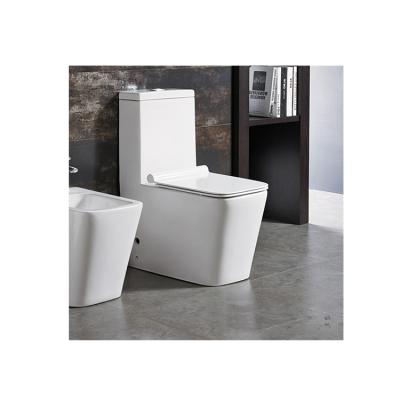 China 2021 New Double-flush Design Floor Standing One Piece Rimless WC Rimless Toilet for sale