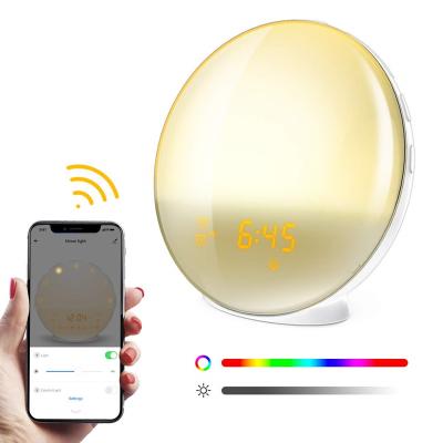 China Nap CREATIVE radio simulation sunrise APP control WIFI natural sound wake up light Smart alarm clock for sale