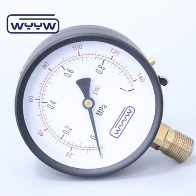 China Manómetro de presión de 4 pulgadas con doble barra de balanza y medidor de presión seca de agua y aire psi M20X1.5 o G1/2