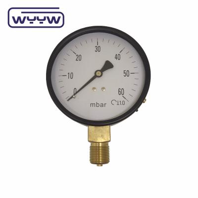 China Laag manometer SS 63mm InH2O WC-drukmeter Mbar Bellows-drukmeter Te koop