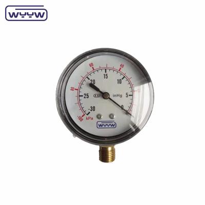 China 100 kPa SS304 Capsule Pressure Gauge 63mm 100 kPa Bottom Mount Te koop