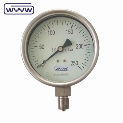 China Niederdruckbeller Manometer 250 Mbar Edelstahlmaterial zu verkaufen