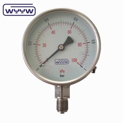 China 100 mm SS304 Druckmessgerät aus Edelstahl Druckmessgerät aus Hydraulik Manometer zu verkaufen