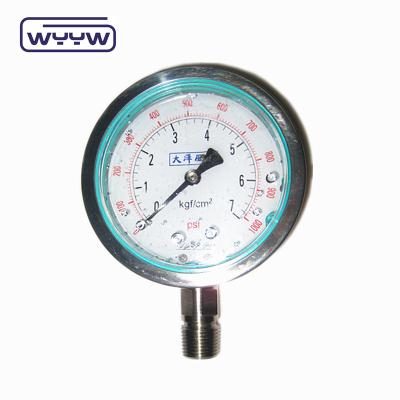 China Stainless Steel Liquid Filled Water Pressure Gauge , High Pressure Gauge Meter 10Bar for sale