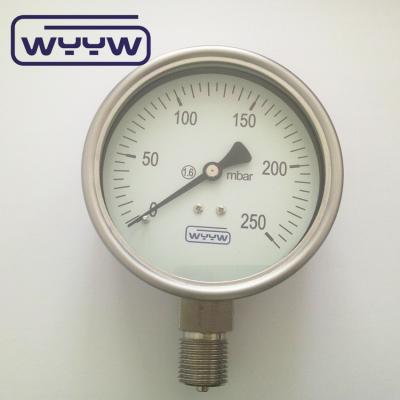 China Aluminum Black Pointer Capsule Pressure Gauge 100mm 1/2 Connection Sizes for Heavy-Duty Applications Te koop