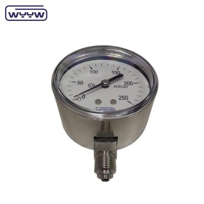 China 2.5% Pressure Accuracy Capsule Pressure Gauge With Stainless Steel Case And Aluminum Black Pointer Te koop