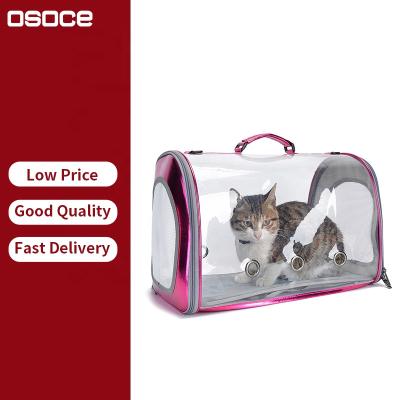 China OSOCE C19 Viable Custom Outdoor Travel Pet Cat Portable Clear Clear Transparent Carrier Bag for Small Dog and Cat for sale