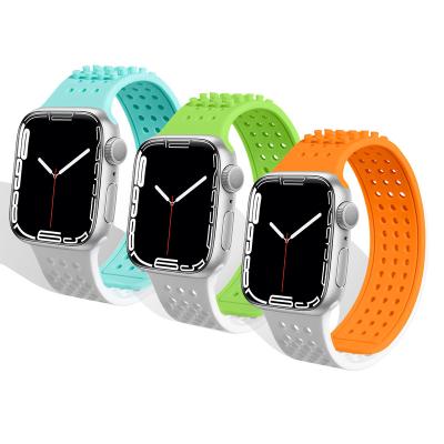 China Custom Silicone Breathable RYB Trigger Band For iWatch 7 6 5 Series Relax Sport Strap Band For Apple Watch for sale