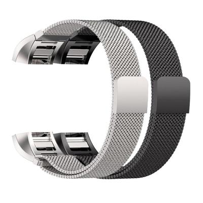 China Low MOQ for fitbits Charge2 Bands, Stainless Steel Loop Metal Milanese Replacement Accessories Fasten with Unique Magnet Lock for sale