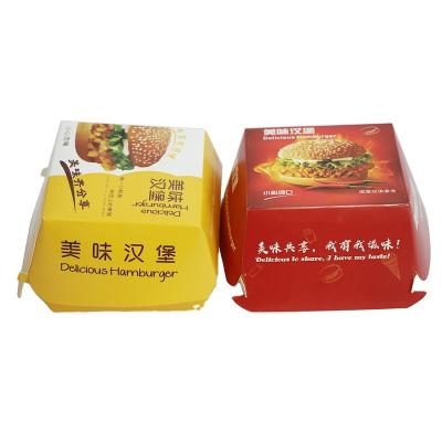 China New design recyclable custom boxes print printed packaging print biodegradable take away fast food grade hamburger paper box for sale