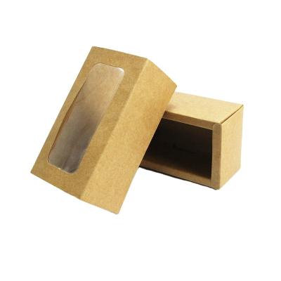 China Recyclable Boxes Window Recycled Food PVC Gift Cake Clear Logo Brown Corrugated Paper Kraft Packaging Custom Box for sale