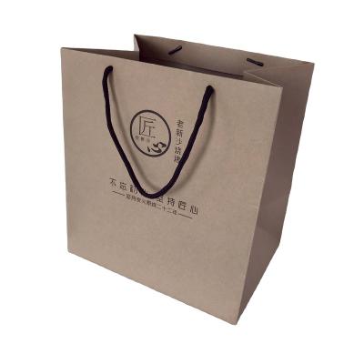 China Recycled Materials Bag Kraft Your Own Logo Custom Shopping Brown Gift Craft Packing Ribbon Handle Handles Paper Bags for sale