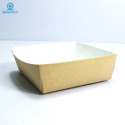 China Recycled Materials Tray Serving Paper Food Eggs Egg Boat Baking Kraft Hot Dog Fruit Coated Cake Shape Cardboard Disposable Trays for sale