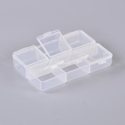 China Transparent Tablet Container 6 Compartment Pill Box Tablet Container With Braille Print for sale