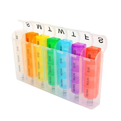 China MM-PB028 Promotional Monthly Gift Pill Box am/pm Pill Organizer Box For Days 28 Automatic 7 Compartment Pill Box for sale